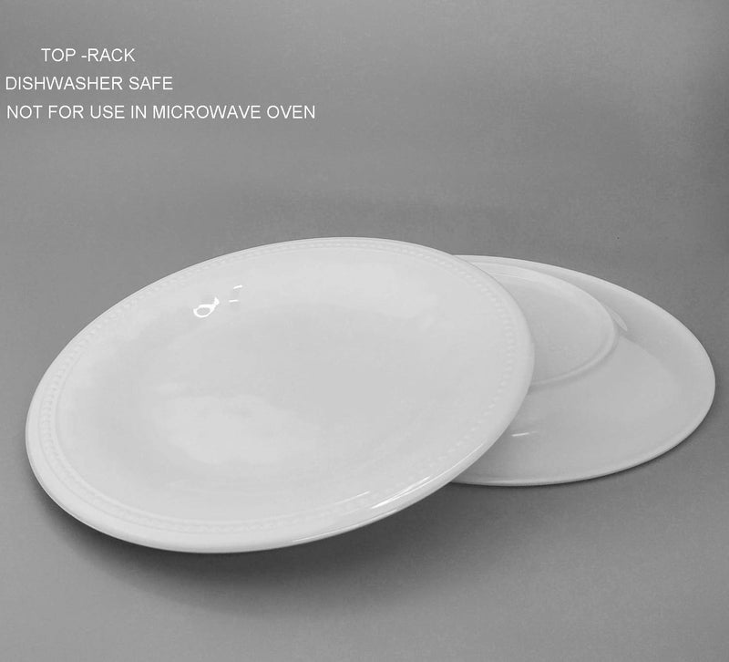 KX-WARE Melamine Plates set of 8, 11-inches Dinner Plates Set for Indoor and Outdoor Use, White - Image 3